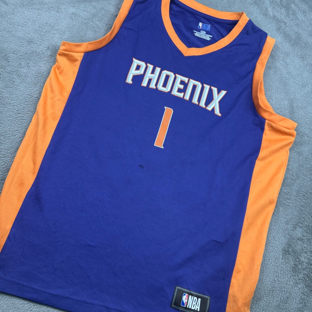 NBA Phoenix Suns Basketball Jersey Mens L Purple Good Devin Booker 1 Mesh V-Neck